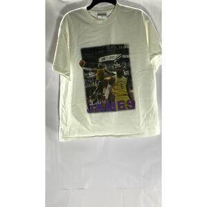 DOGTOWN Women's White Lebron James Lakers Graphic Short Sleeve T-Shirt SZ XXS